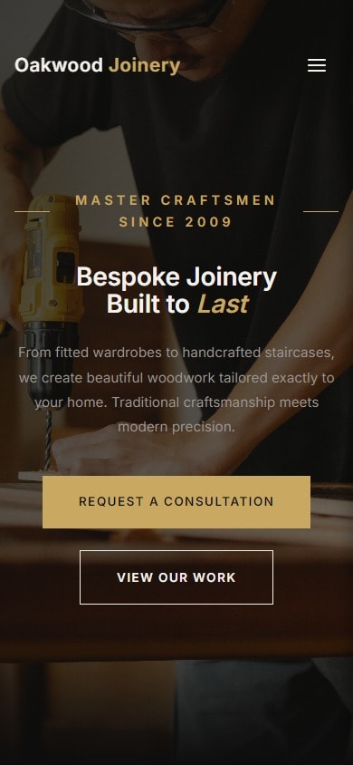 Example joinery website &mdash; Oakwood Joinery