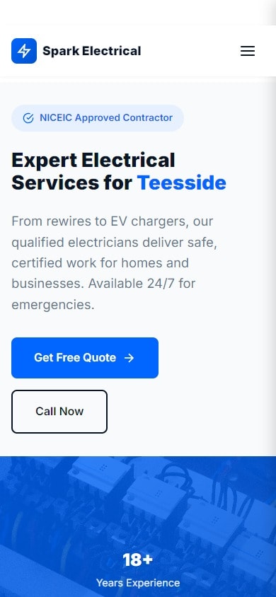 Example electrician website &mdash; Spark Electrical